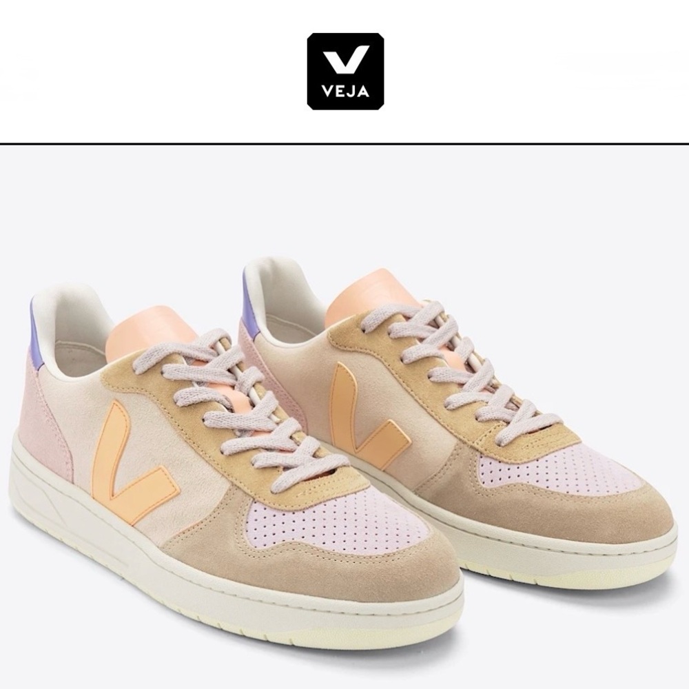 • VEJA • V-10 SUEDE MULTICO PEACH • NEW NWT